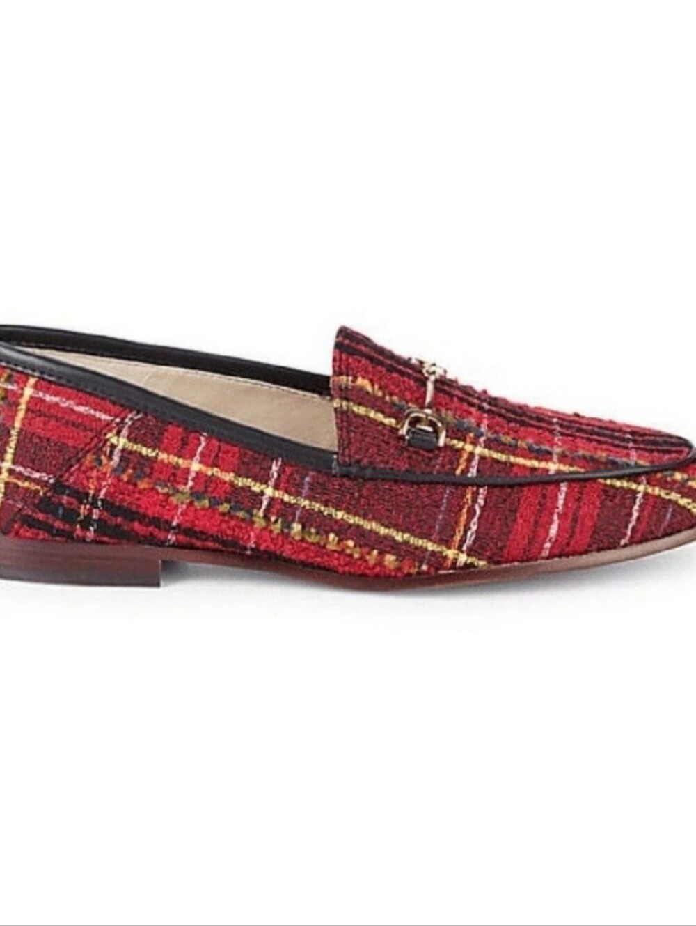 Sam Edelman Tweed Plaid Loafers Lorraine Red Holiday Fall Comfortable Horsebit